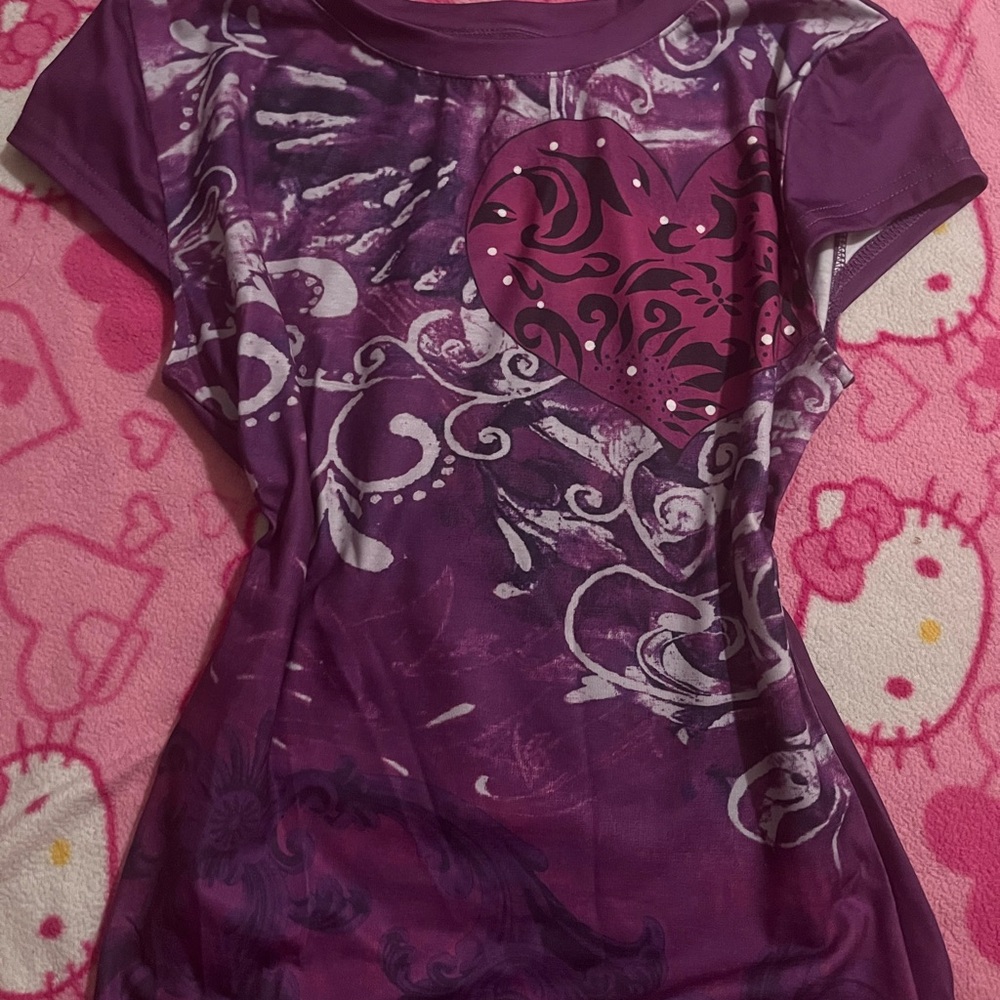 SHEIN Purple Artistic Heart Tee